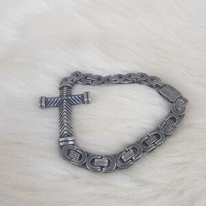 Jean Claude dell arte stainless steel link cross bracelet
